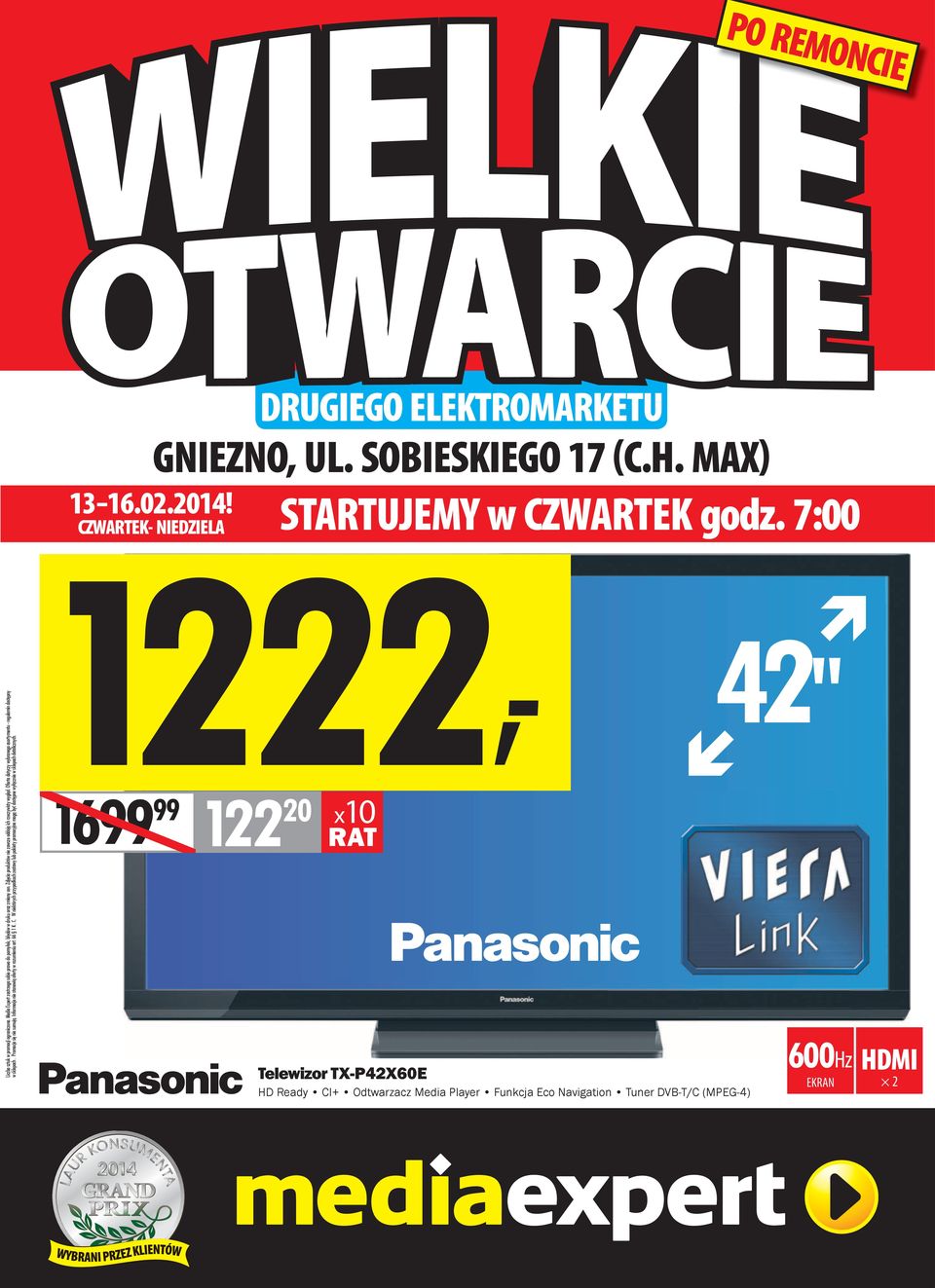 Oferta dotyczy wybranego asortymentu - regulamin dostępny w sklepach. Promocje się nie sumują. Informacje nie stanowią oferty w rozumieniu art. 66 1 K. C.