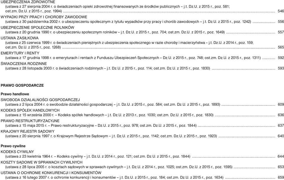 .. 556 UBEZPIECZENIE SPOŁECZNE ROLNIKÓW (ustawa z 20 grudnia 1990 r. o ubezpieczeniu społecznym rolników j.t. Dz.U. z 2015 r., poz. 704; ost.zm. Dz.U. z 2015 r., poz. 1649).