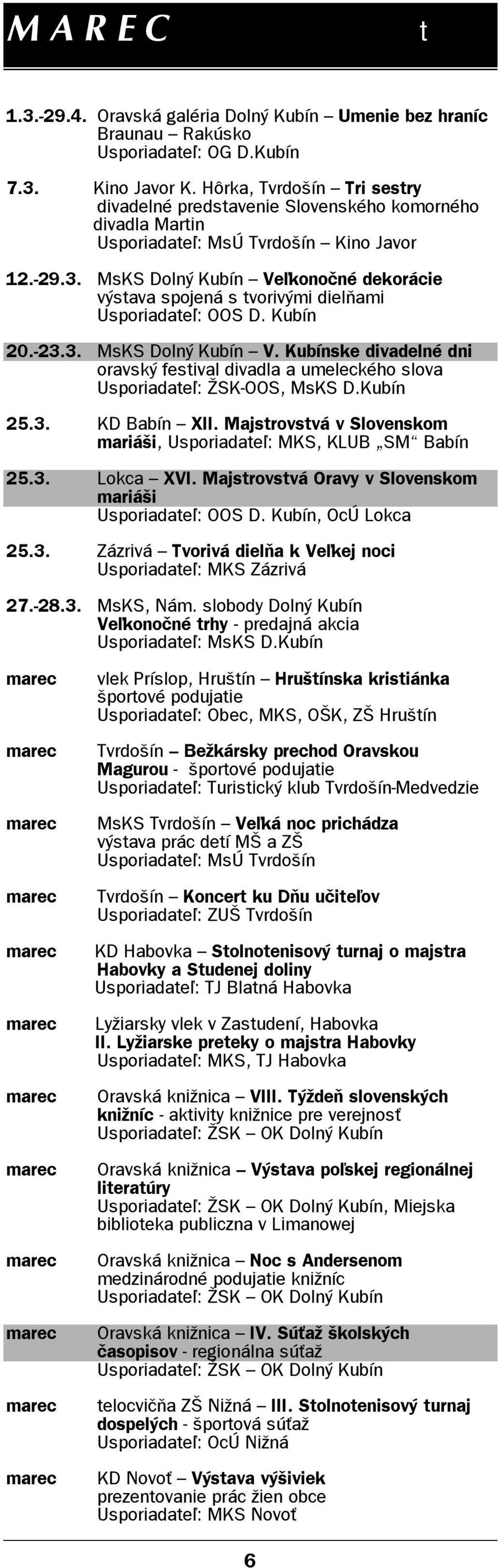 MsKS Dolný Kubín Veľkonočné dekorácie výstava spojená s tvorivými dielňami 20.-23.3. MsKS Dolný Kubín V.
