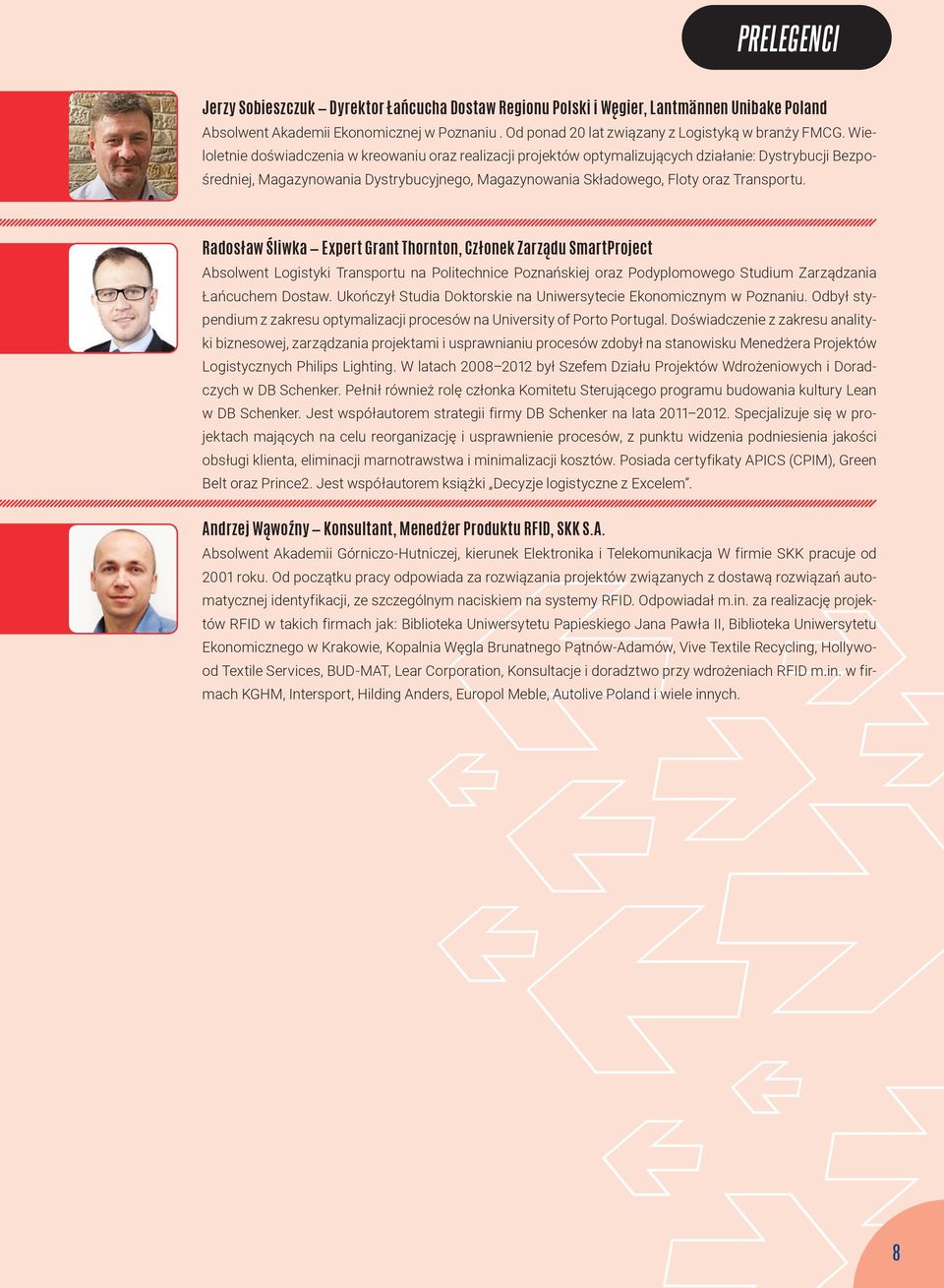 Radosław Śliwka Expert Grant Thornton, Członek Zarządu SmartProject Absolwent Logistyki Transportu na Politechnice Poznańskiej oraz Podyplomowego Studium Zarządzania Łańcuchem Dostaw.
