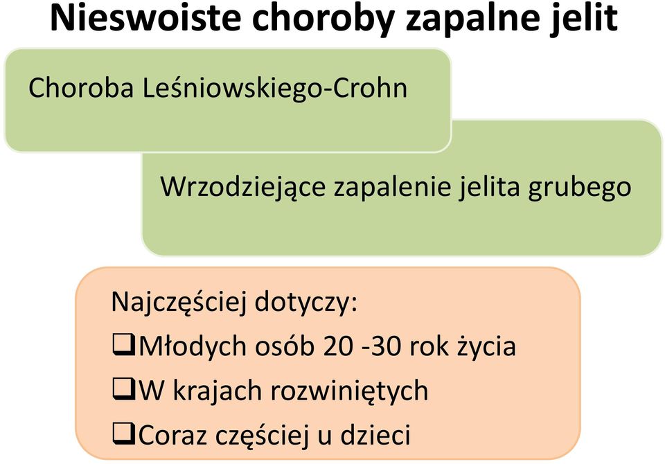 jelita grubego Najczęściej dotyczy: Młodych osób