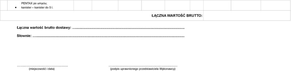 dostawy:... Słownie:...... (miejscowość i data).