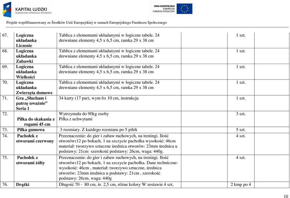 Pachołek z 4 szt. otworami czerwony 75. Pachołek z otworami żółty Przeznaczenie: do gier i zabaw ruchowych, na treningi.