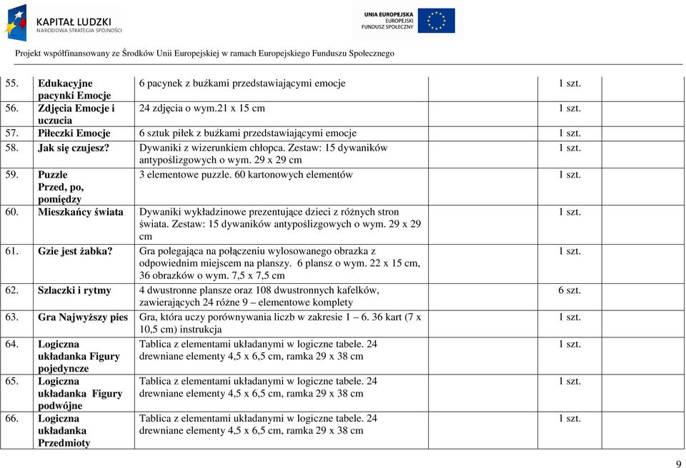 Puzzle 3 elementowe puzzle. 60 kartonowych elementów Przed, po, pomiędzy 60. Mieszkańcy świata Dywaniki wykładzinowe prezentujące dzieci z różnych stron świata.