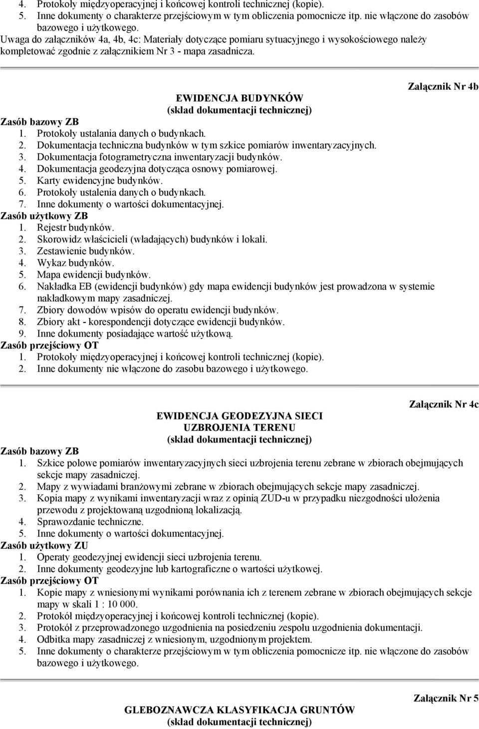 Protokoły ustalania danych o budynkach. 2. Dokumentacja techniczna budynków w tym szkice pomiarów inwentaryzacyjnych. 3. Dokumentacja fotogrametryczna inwentaryzacji budynków. 4.