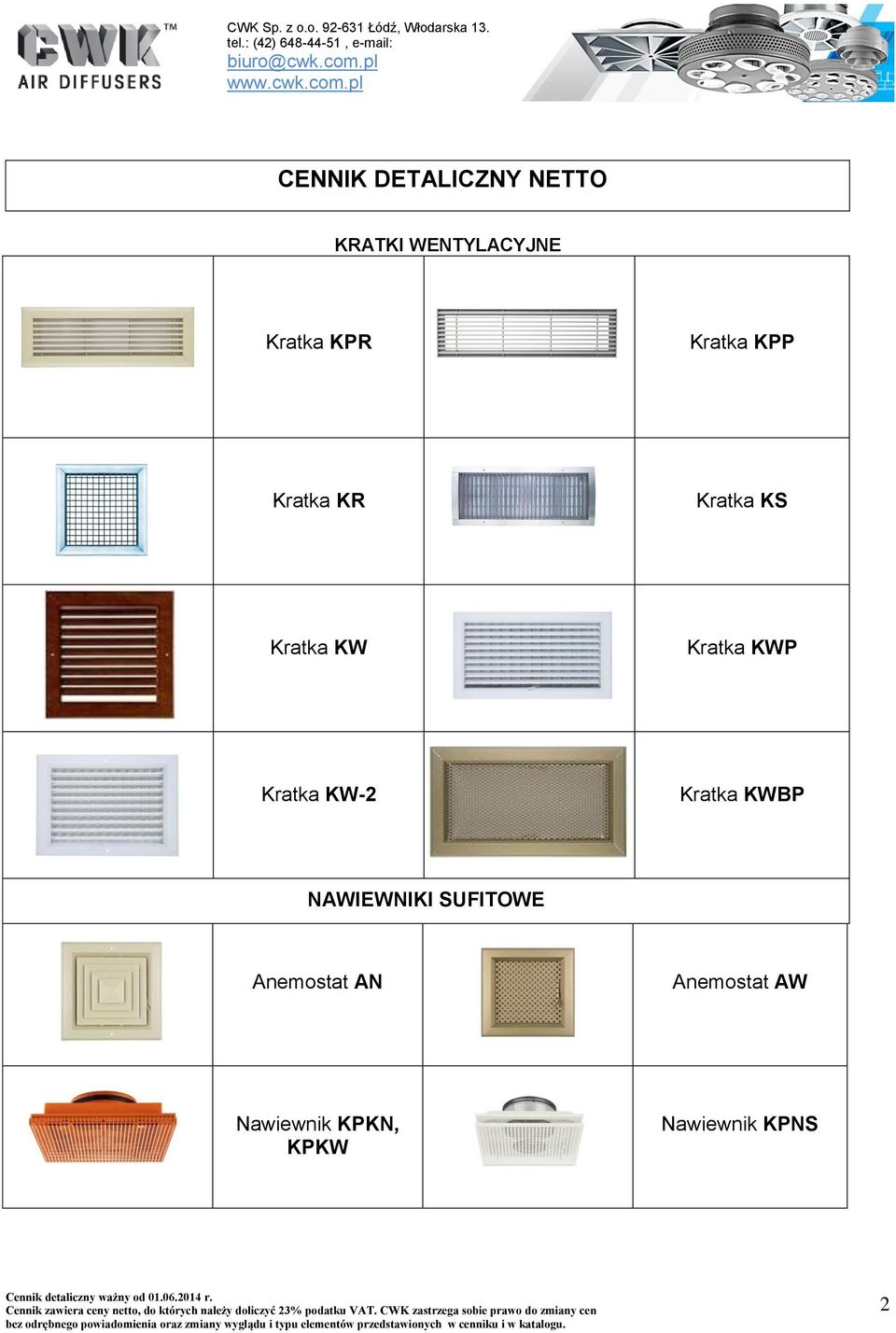 KWP Kratka KW-2 Kratka KWBP NAWIEWNIKI SUFITOWE