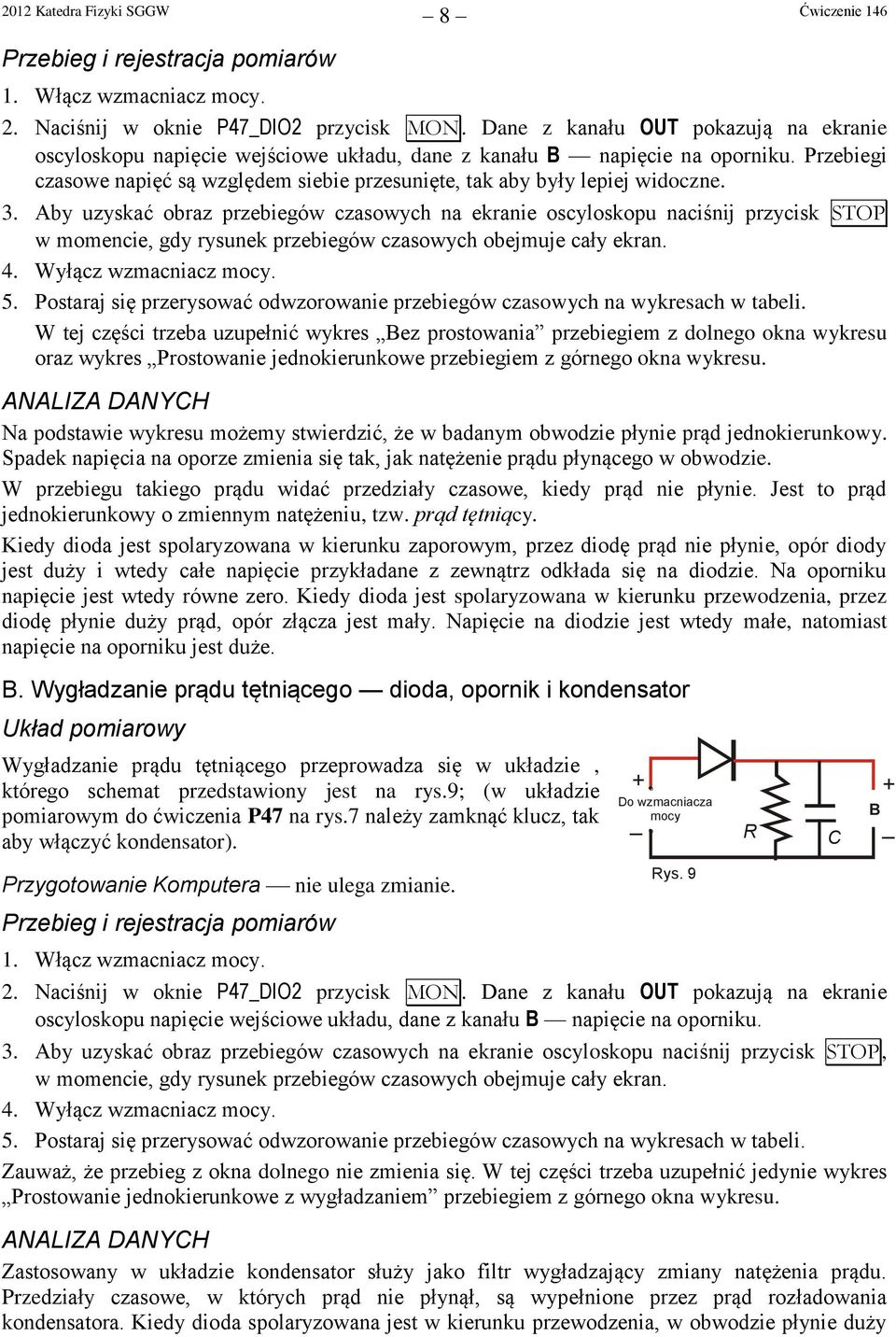 Przebiegi czasowe napięć są względem siebie przesunięte, tak aby były lepiej widoczne. 3.