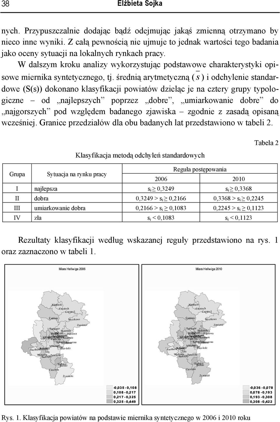 W dalszym kroku analizy wykorzystując podstawowe charakterystyki opisowe miernika syntetycznego, tj.