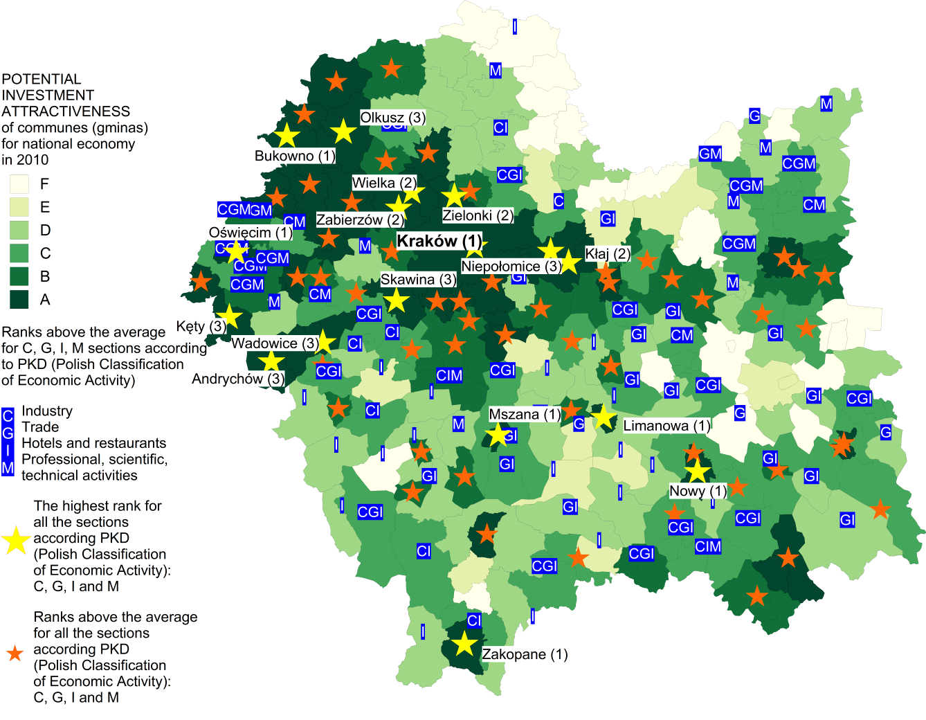 Exhibit 5. Potential investment attractiveness of gminas of Lesser Poland voivodship Source: Authors own materials. 4.