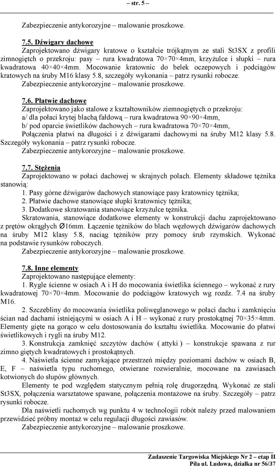 4mm. Mocowanie kratownic do belek oczepowych i podciągów kratowych na śruby M16 