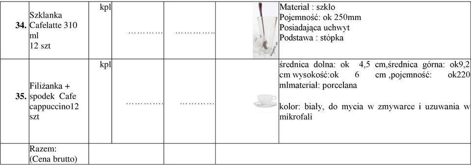 + 35. spodek 3 Cafe cappuccino 6 szt.