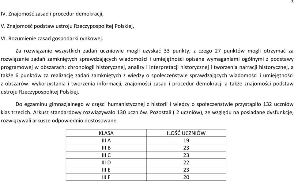 ogólnymi z podstawy programowej w obszarach: chronologii historycznej, analizy i interpretacji historycznej i tworzenia narracji historycznej, a także 6 punktów za realizację zadań zamkniętych z