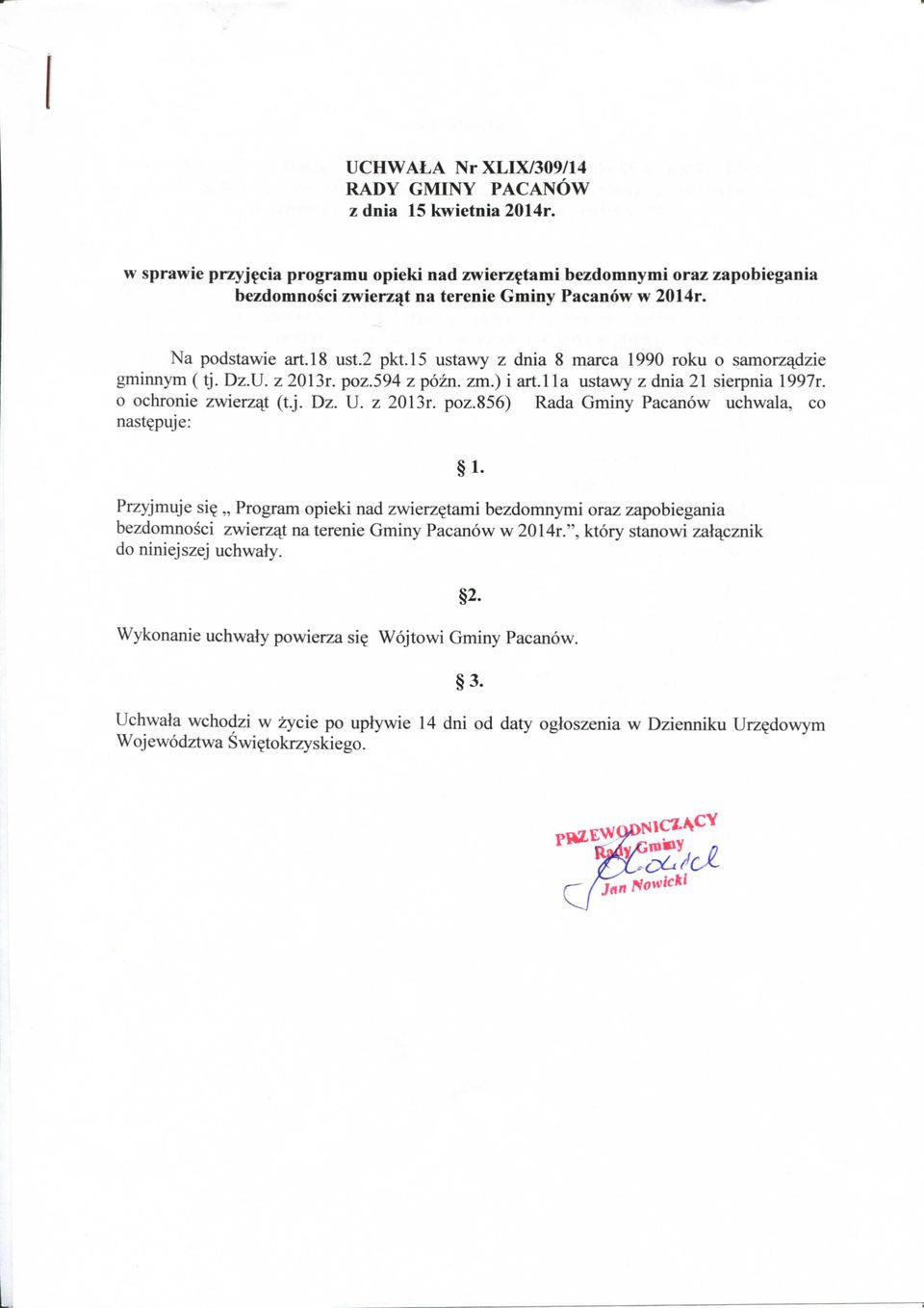l5 ustawy z dnia 8 marca 1990 roku o samorz^dzie gminnym ( tj. Dz.U. z 2013r. poz.