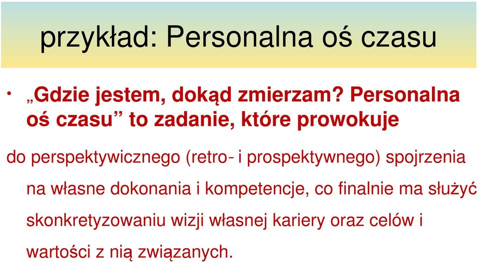 (retro i prospektywnego) spojrzenia na własne dokonania i kompetencje, co