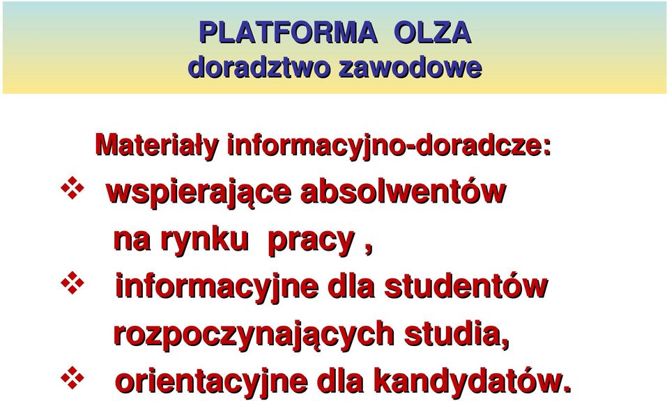 na rynku pracy, informacyjne dla studentów