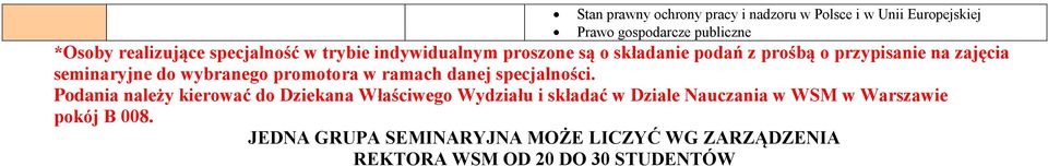 wybranego promotora w ramach danej specjalności.