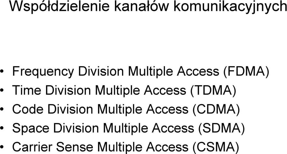 (TDMA) Code Division Multiple Access (CDMA) Space