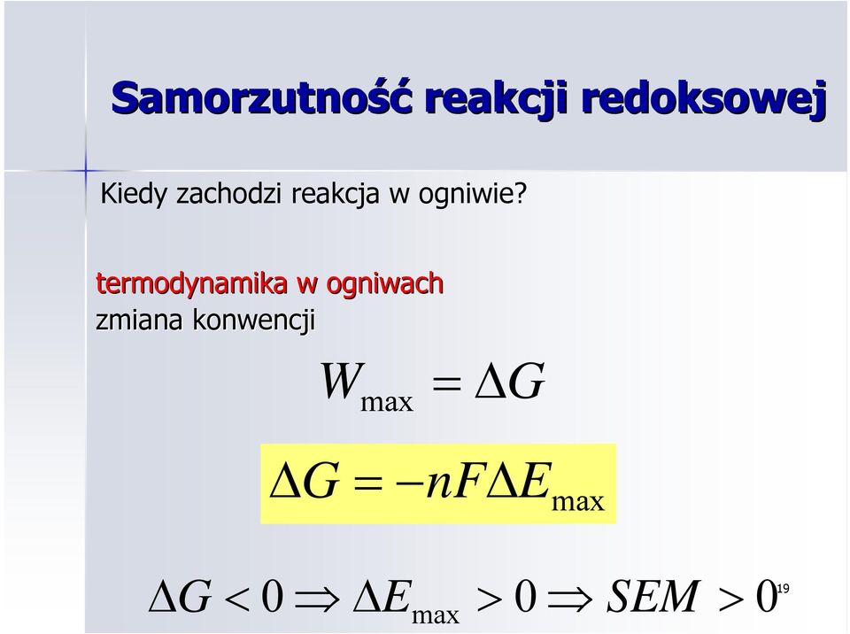 termodynamika w ogniwach zmiana