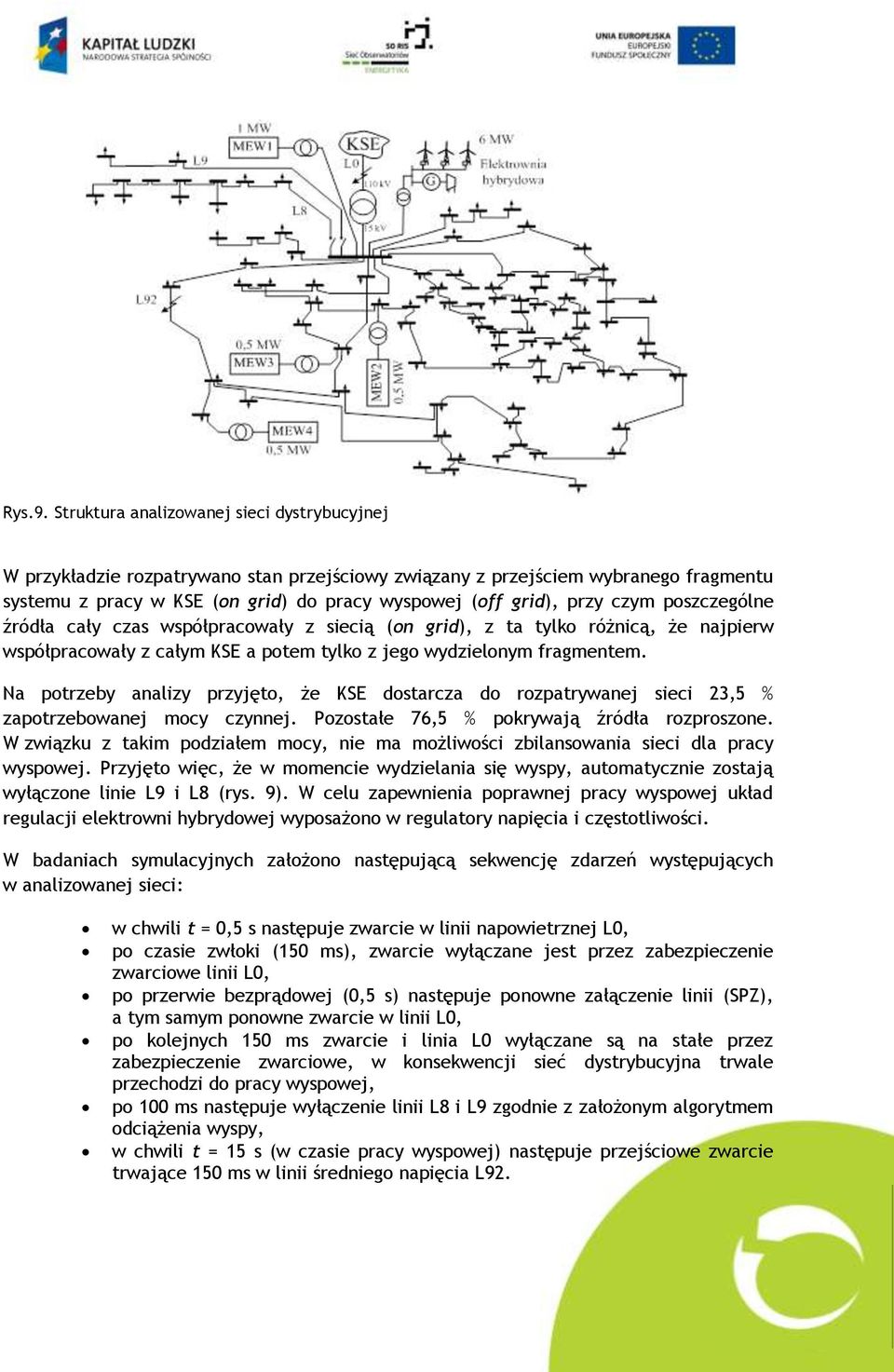 czym poszczególne źródła cały czas współpracowały z siecią (on grid), z ta tylko różnicą, że najpierw współpracowały z całym KSE a potem tylko z jego wydzielonym fragmentem.