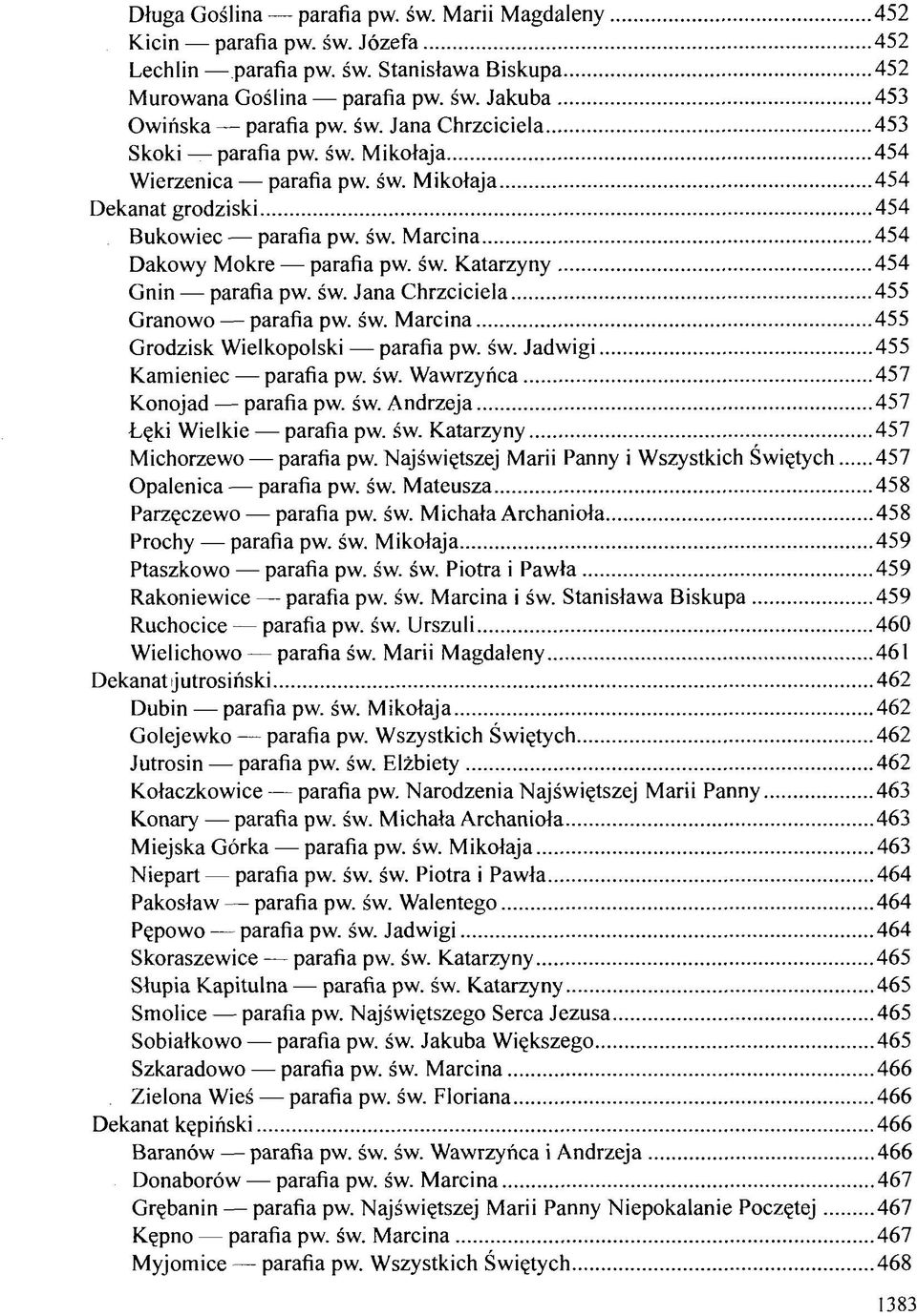 św. Marcina 455 Grodzisk Wielkopolski parafia pw. św. Jadwigi 455 Kamieniec parafia pw. św. Wawrzyńca 457 Konojad parafia pw. św. Andrzeja 457 Łęki Wielkie parafia pw. św. Katarzyny 457 Michorzewo parafia pw.