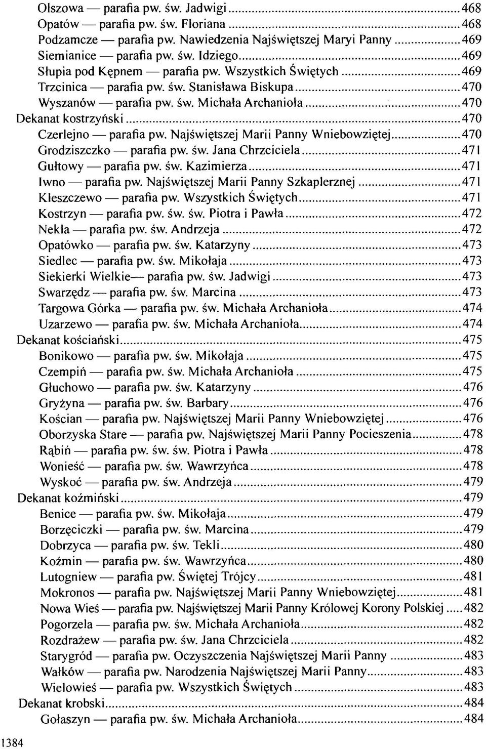 Najświętszej Marii Panny Wniebowziętej 470 Grodziszczko parafia pw. św. Jana Chrzciciela 471 Gułtowy parafia pw. św. Kazimierza 471 Iwno parafia pw.