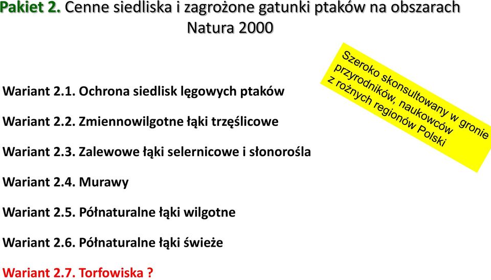 Ochrona siedlisk lęgowych ptaków Wariant 2.