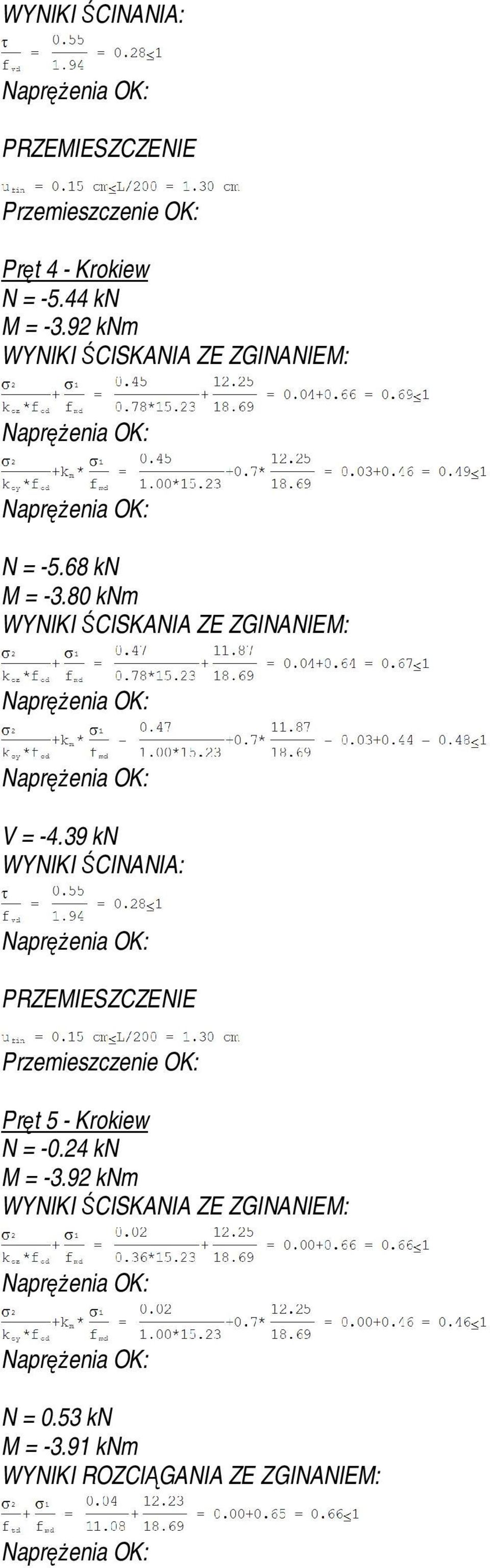 80 knm WYNIKI ŚCISKANIA ZE ZGINANIEM: V = -4.