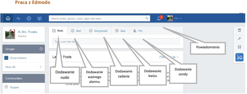 Powiadomienia należy wybrać Assignment.
