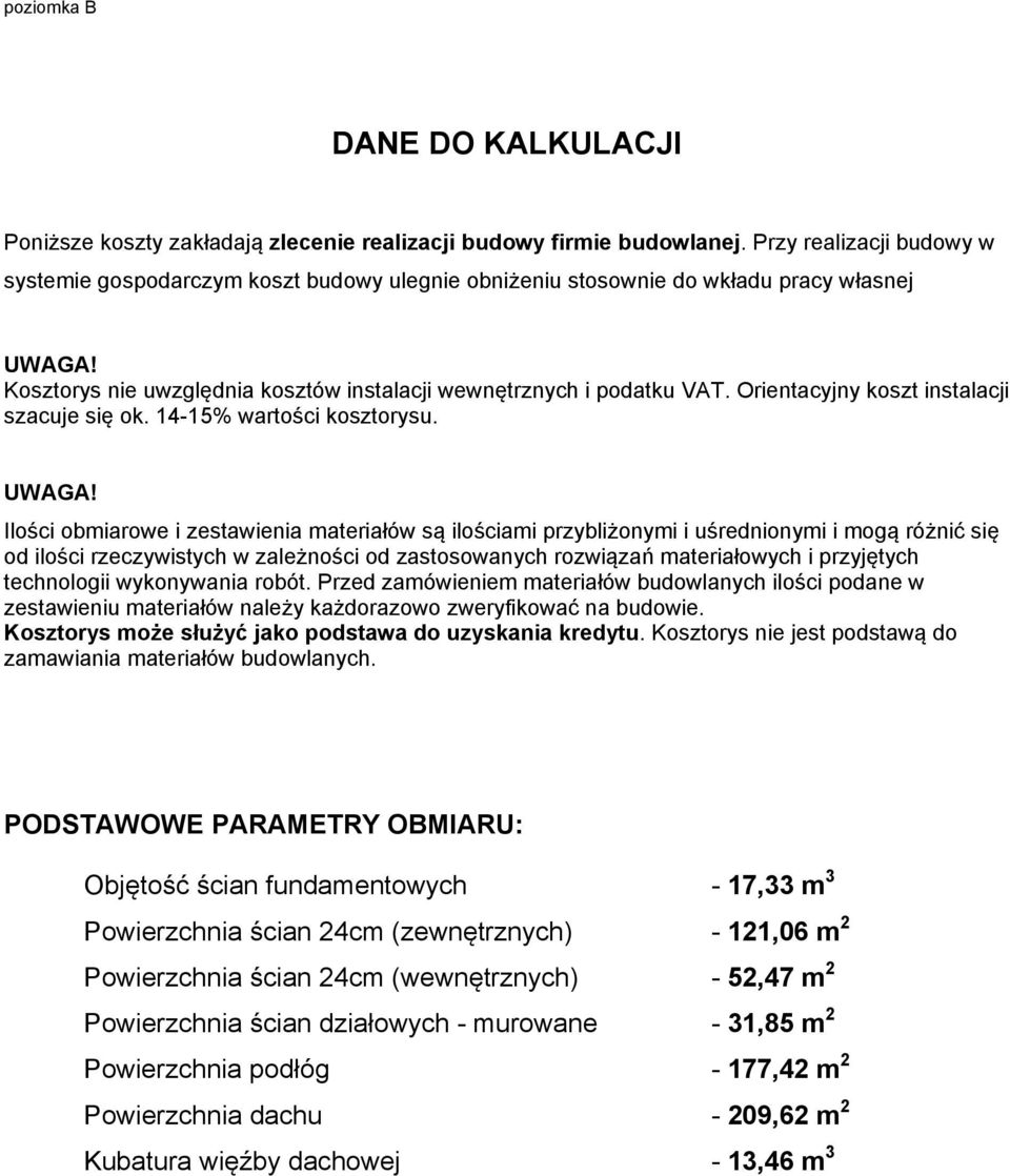 Orientacyjny koszt instalacji szacuje się ok. 14-15% wartości kosztorysu. UWAGA!