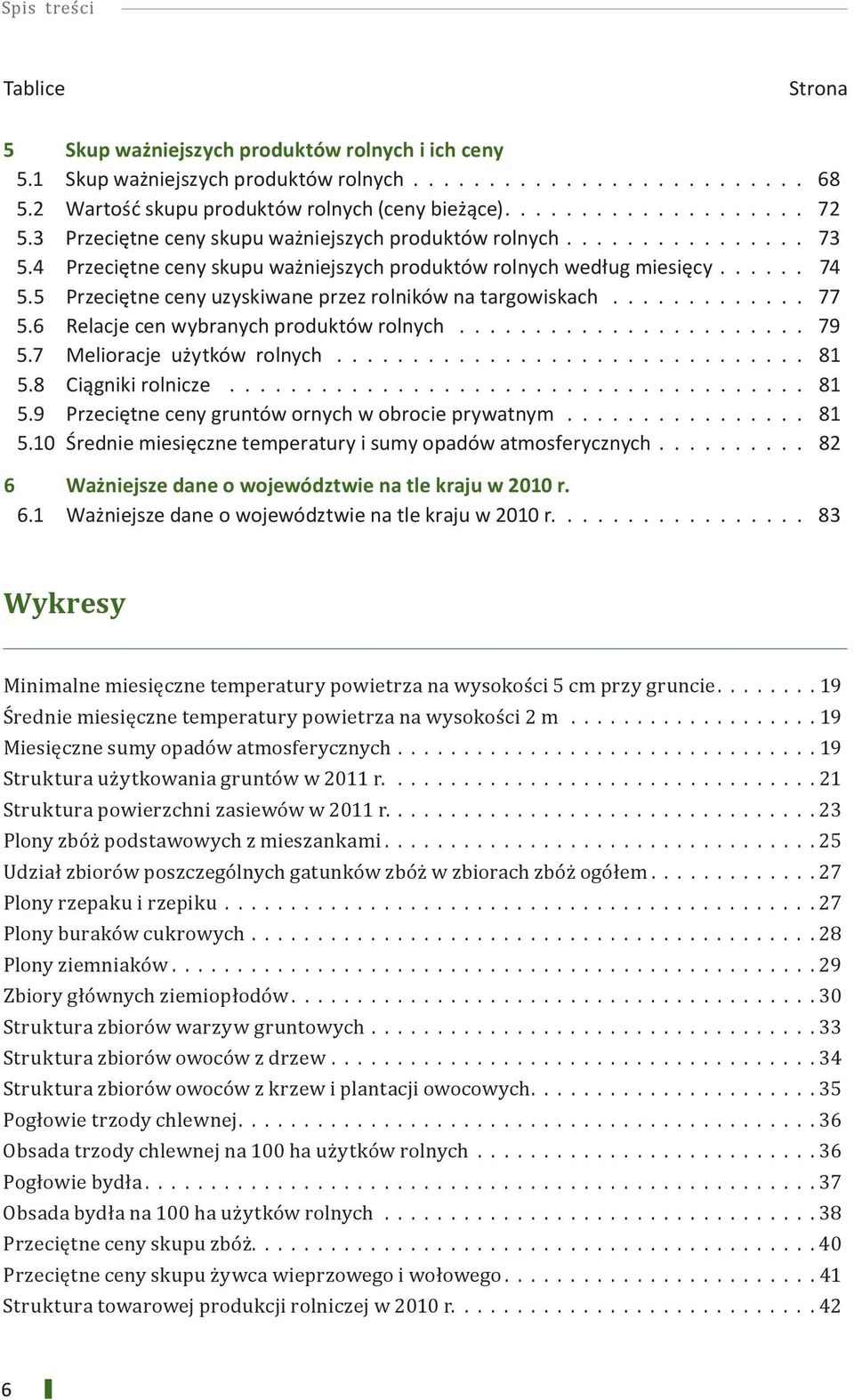 5 Przeciętne ceny uzyskiwane przez rolników na targowiskach............. 77 5.6 Relacje cen wybranych produktów rolnych....................... 79 5.7 Melioracje użytków rolnych............................... 81 5.