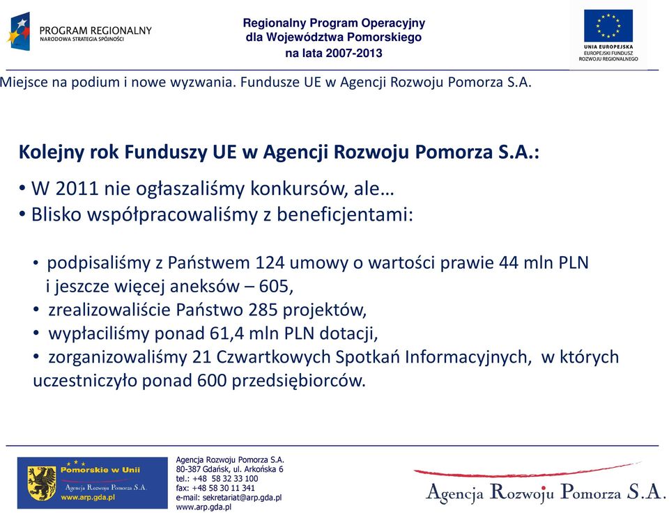 : W 2011 nie ogłaszaliśmy konkursów, ale Blisko współpracowaliśmy z beneficjentami: podpisaliśmy z