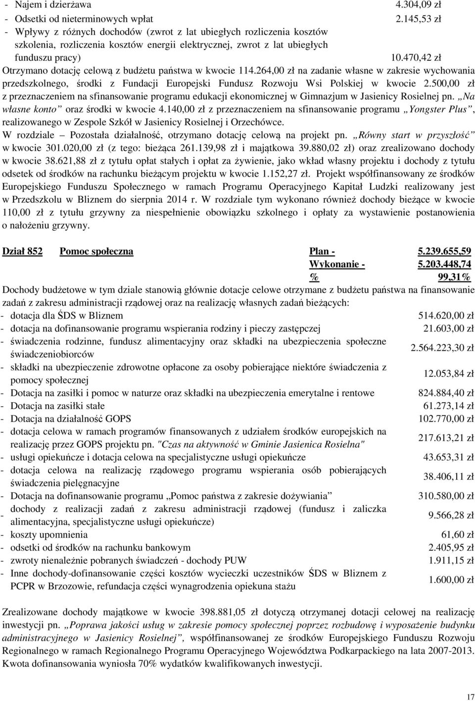 470,42 zł Otrzymano dotację celową z budżetu państwa w kwocie 114.
