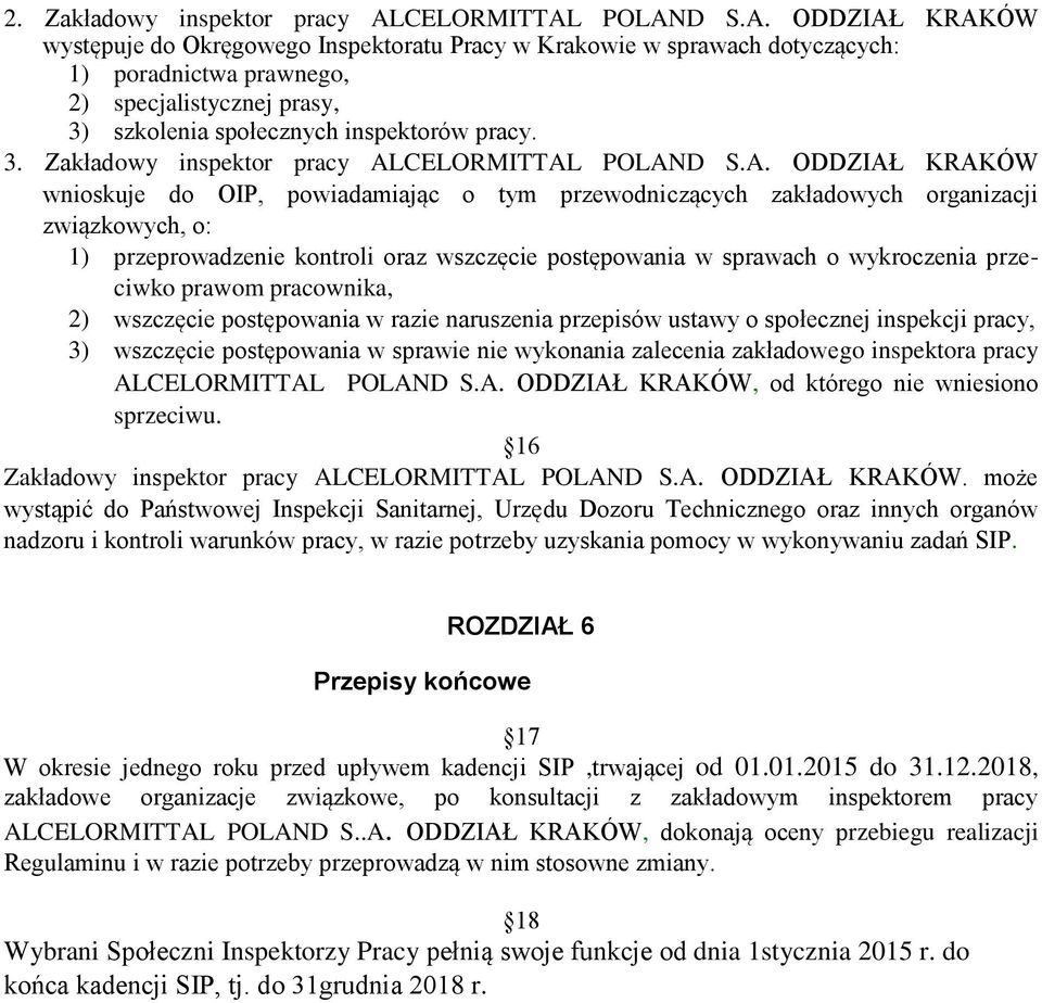 3. Zakładowy inspektor pracy AL