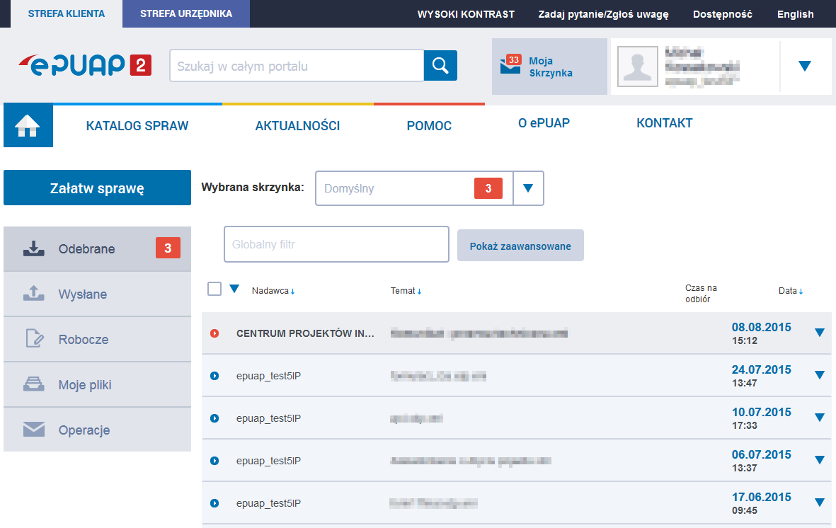 Następnie należy przejść do sekcji Operacje [1] (Rysunek 44). Rysunek 44. Skrzynki 1 Krok 3.