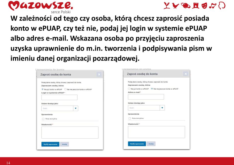 Wskazana osoba po przyjęciu zaproszenia uzyska uprawnienie do m.in.