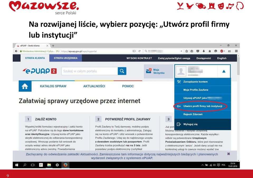 pozycję: Utwórz