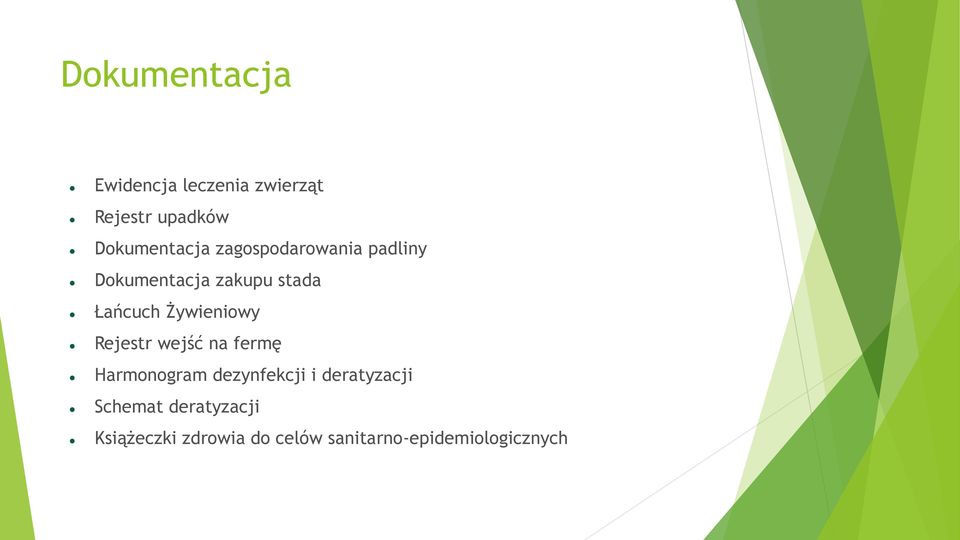 Rejestr wejść na fermę Harmonogram dezynfekcji i deratyzacji Schemat