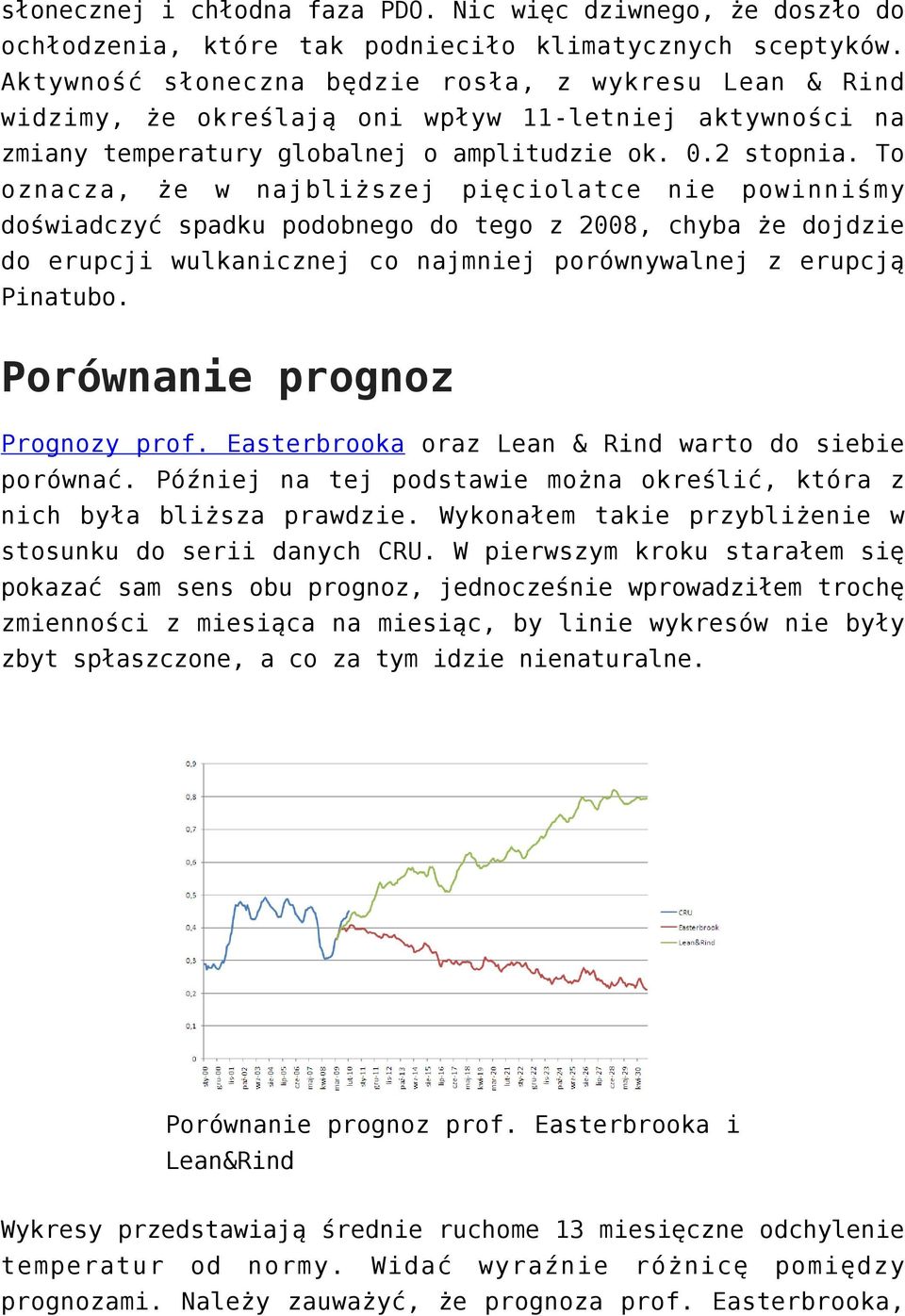 To oznacza, że w najbliższej pięciolatce nie powinniśmy doświadczyć spadku podobnego do tego z 2008, chyba że dojdzie do erupcji wulkanicznej co najmniej porównywalnej z erupcją Pinatubo.