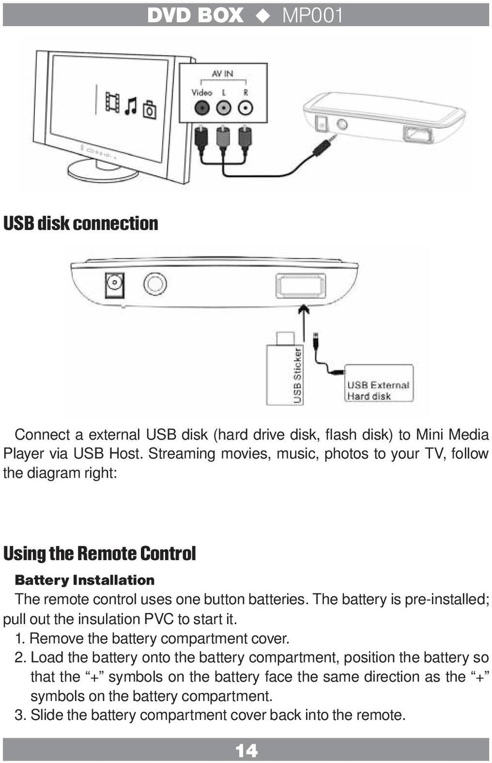 batteries. The battery is pre-installed; pull out the insulation PVC to start it. 1. Remove the battery compartment cover. 2.