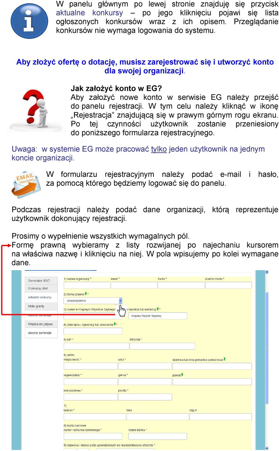 Aby założyć nowe konto w serwisie EG należy przejść do panelu rejestracji. W tym celu należy kliknąć w ikonę Rejestracja znajdującą się w prawym górnym rogu ekranu.