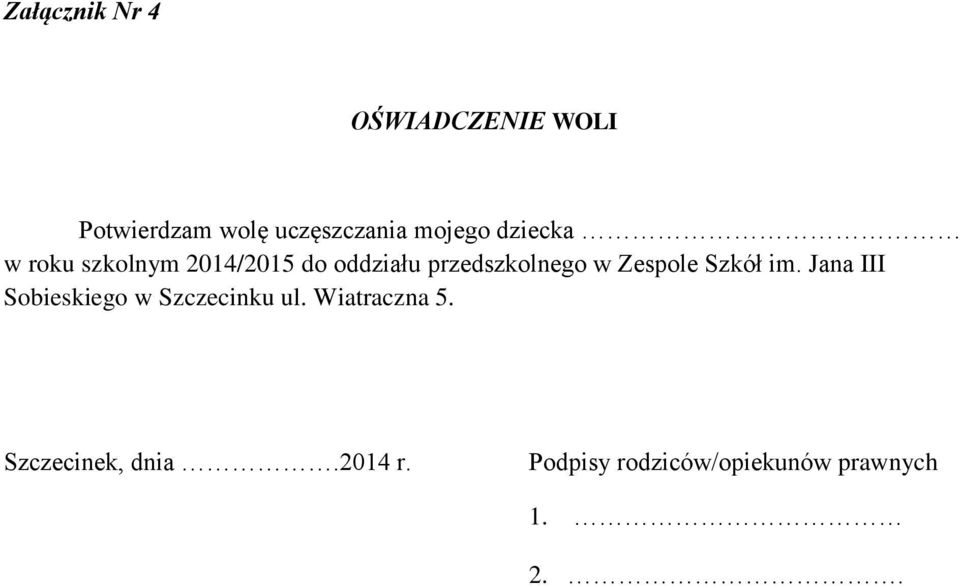 w Zespole Szkół im. Jana III Sobieskiego w Szczecinku ul.