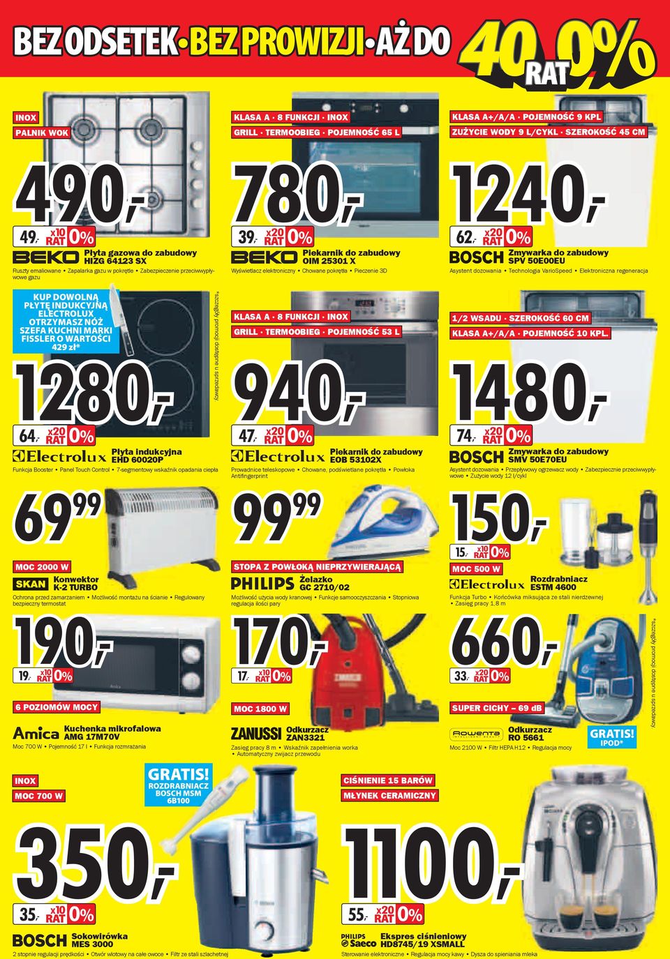 Płyta indukcyjna EHD 60020P Funkcja Booster Panel Touch Control 7-segmentowy wskaźnik opadania ciepła *szczegóły promocji dostępne u sprzedawcy.