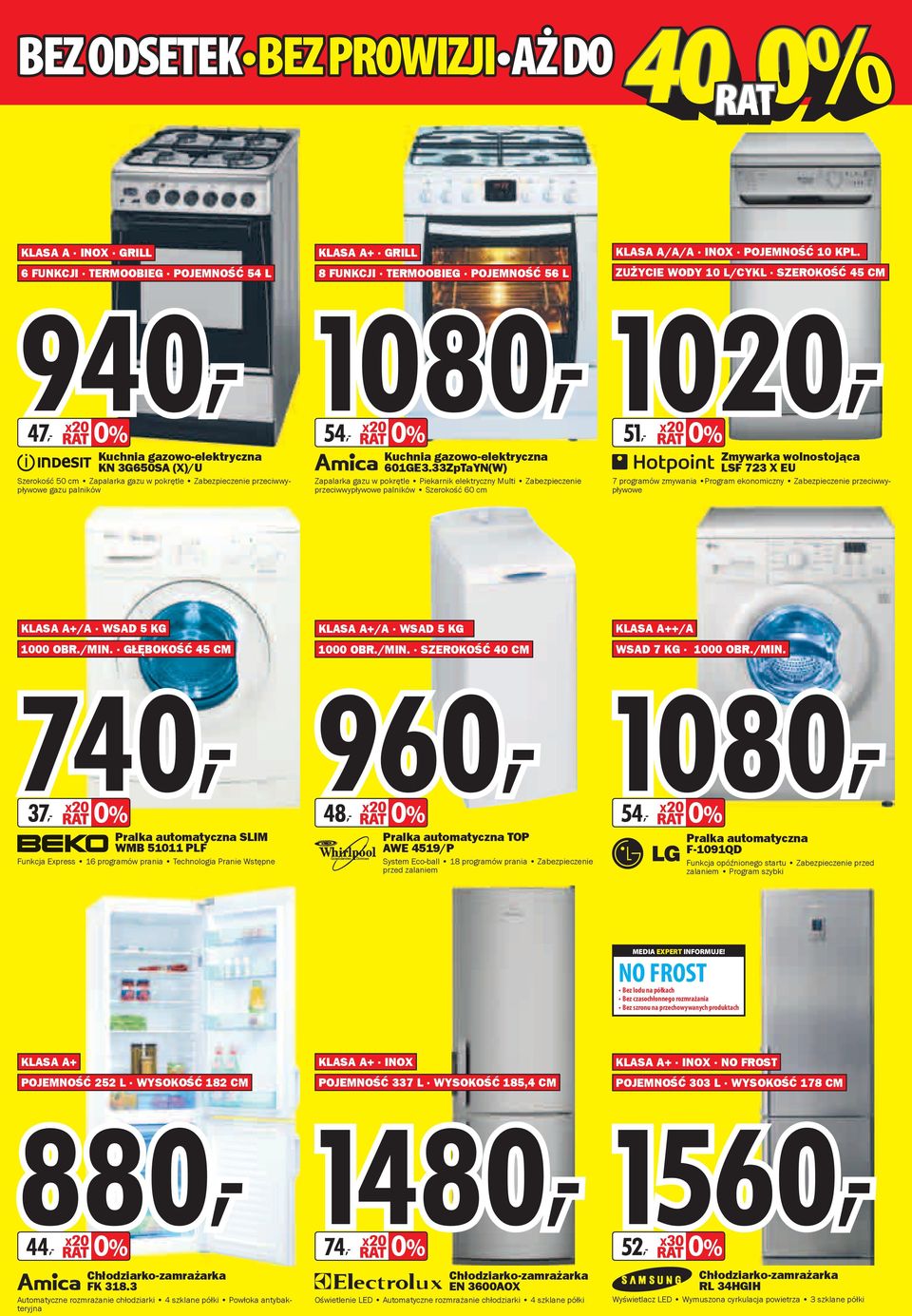54, x20 0% Kuchnia gazowo-elektryczna 601GE3.