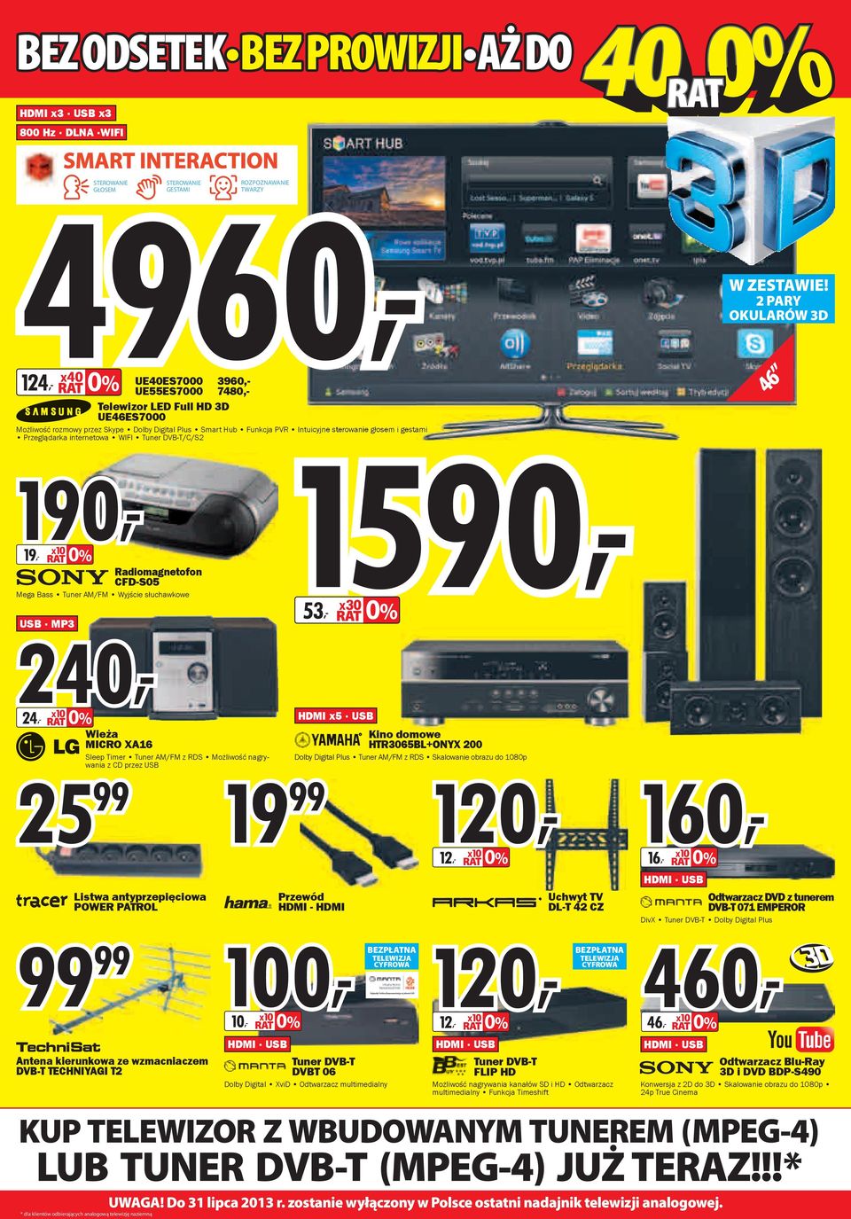 Mega Bass Tuner AM/FM Wyjście słuchawkowe 1590, 53, x30 0% W ZESTAWIE!