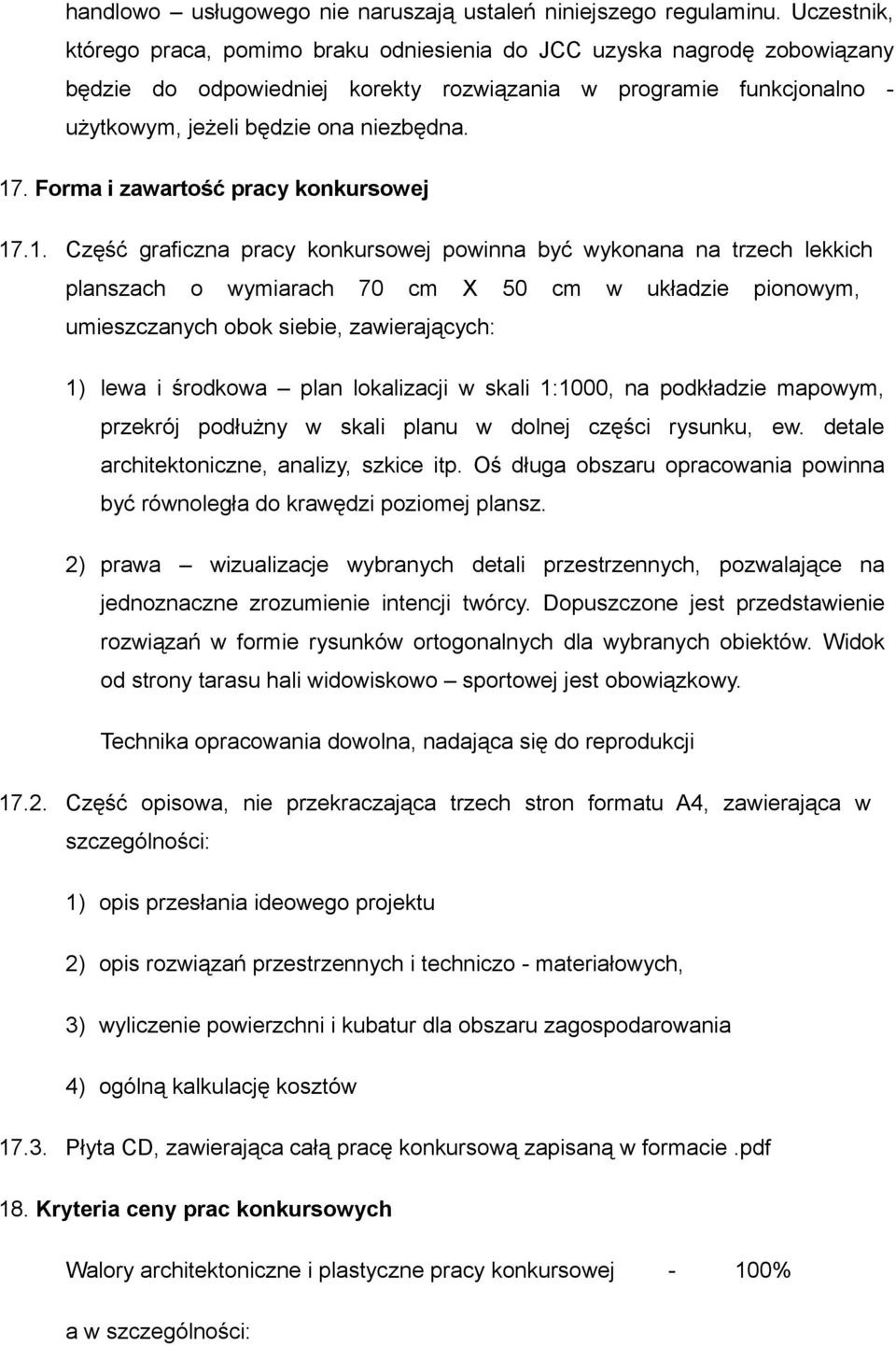 Forma i zawartość pracy konkursowej 17