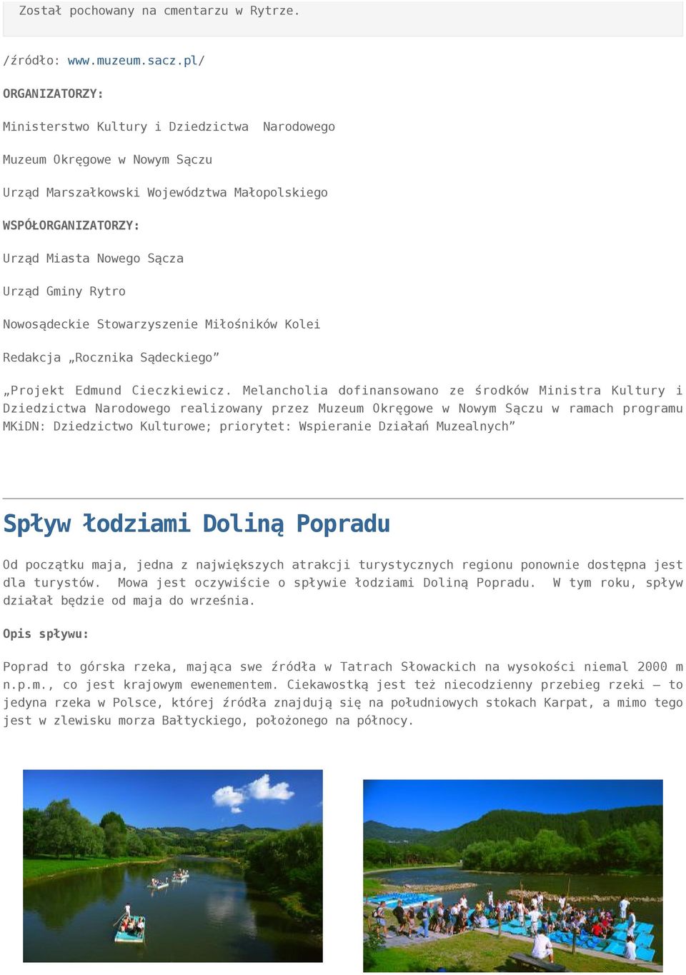 Rytro Nowosądeckie Stowarzyszenie Miłośników Kolei Redakcja Rocznika Sądeckiego Projekt Edmund Cieczkiewicz.