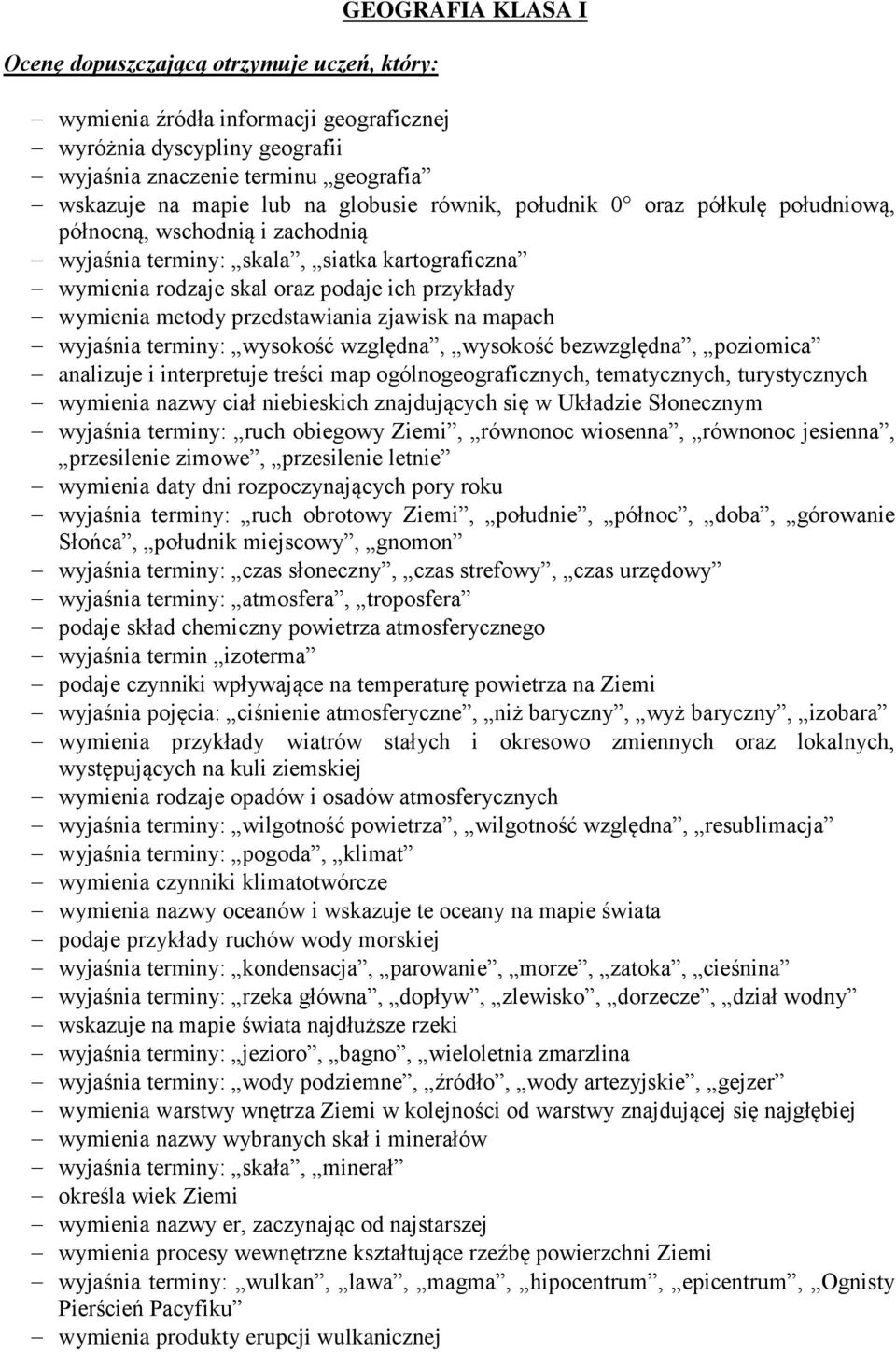 przedstawiania zjawisk na mapach wyjaśnia terminy: wysokość względna, wysokość bezwzględna, poziomica analizuje i interpretuje treści map ogólnogeograficznych, tematycznych, turystycznych wymienia