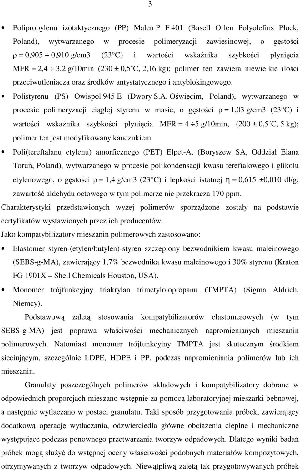 Polistyrenu (PS) Owispol 945 E (Dwory S.A.