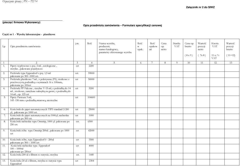 Probówki plastikowe 7 ml, z polistyrenu (PS), stożkowe z przeźroczystą podziałką o wymiarach 16 x 100mm, pakowane po 100szt 4.