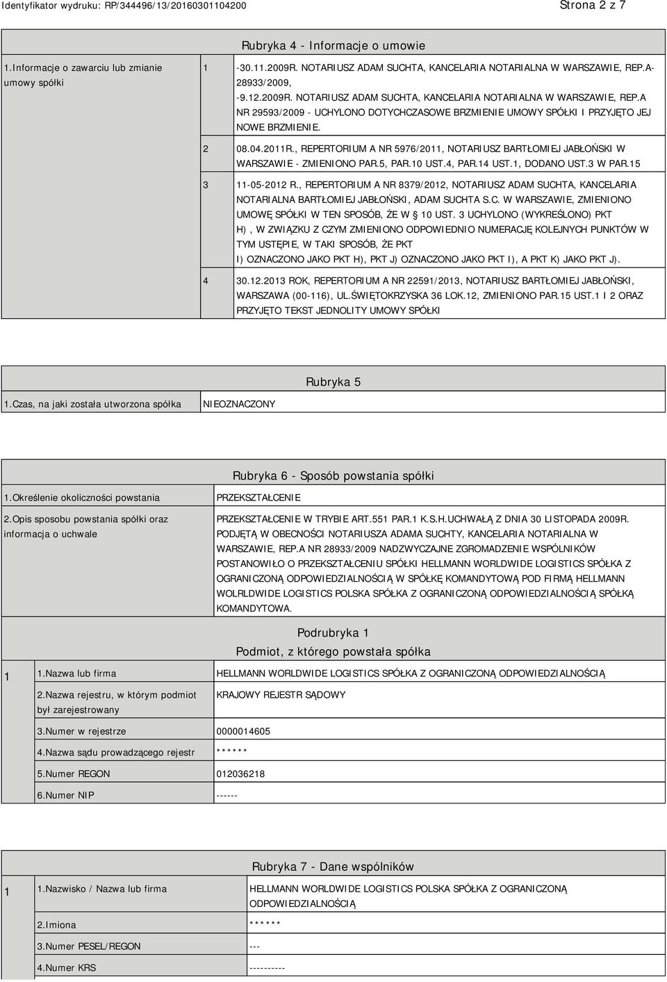 , REPERTORIUM A NR 5976/2011, NOTARIUSZ BARTŁOMIEJ JABŁOŃSKI W WARSZAWIE - ZMIENIONO PAR.5, PAR.10 UST.4, PAR.14 UST.1, DODANO UST.3 W PAR.15 3 11-05-2012 R.